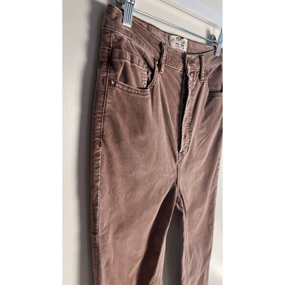 Free People Womens Dusky Pink Velvet High Waisted Button Fly Sz 28 Pants - Picture 3 of 7